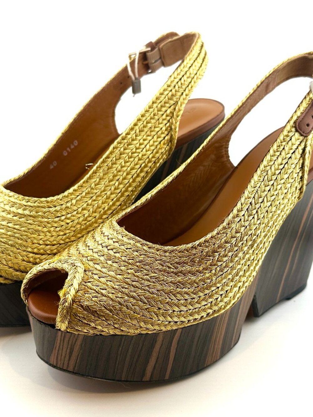 BRAND NEW ROBERTO CLERGERIE BRAIDED RAFFIA PLATFORM SANDALS
